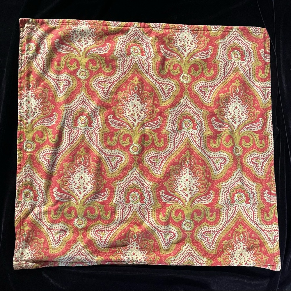 Pottery Barn Red Green Paisley Euro Sham Cover
